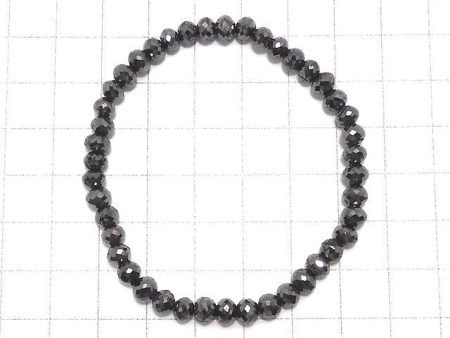 [Video][One of a kind] [1mm hole] Black Diamond Faceted Button Roundel Bracelet NO.106