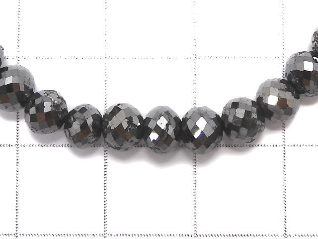 [Video][One of a kind] [1mm hole] Black Diamond Faceted Button Roundel Bracelet NO.106