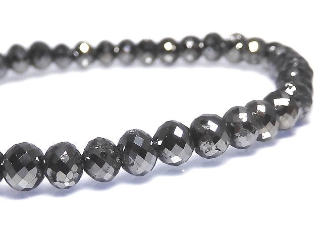 [Video][One of a kind] [1mm hole] Black Diamond Faceted Button Roundel Bracelet NO.107