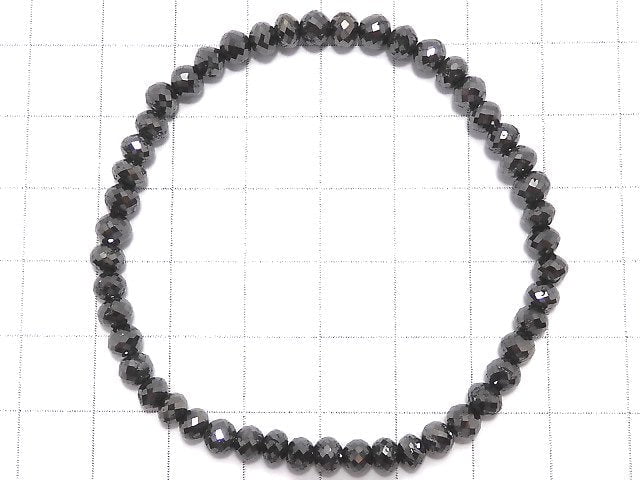 [Video][One of a kind] [1mm hole] Black Diamond Faceted Button Roundel Bracelet NO.107