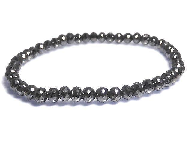 [Video][One of a kind] [1mm hole] Black Diamond Faceted Button Roundel Bracelet NO.107