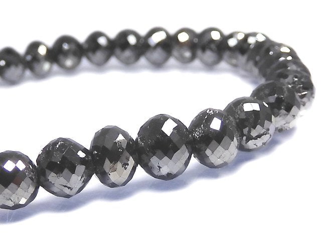 [Video][One of a kind] [1mm hole] Black Diamond Faceted Button Roundel Bracelet NO.108