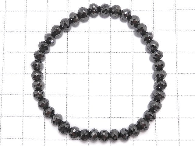 [Video][One of a kind] [1mm hole] Black Diamond Faceted Button Roundel Bracelet NO.108