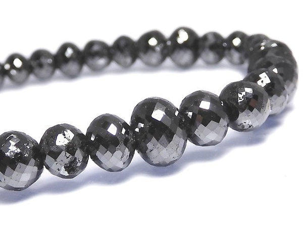 [Video][One of a kind] [1mm hole] Black Diamond Faceted Button Roundel Bracelet NO.109