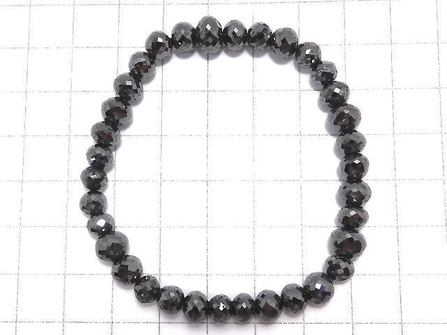 [Video][One of a kind] [1mm hole] Black Diamond Faceted Button Roundel Bracelet NO.109