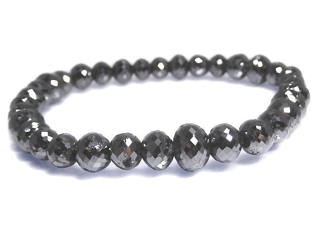 [Video][One of a kind] [1mm hole] Black Diamond Faceted Button Roundel Bracelet NO.109