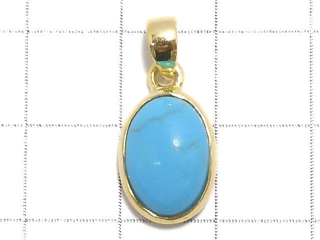 [Video][One of a kind] Kingman Turquoise AAA Pendant 18KGP NO.34