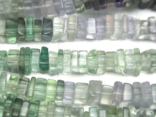 [Video] Multicolor Fluorite AAA- Square Rondelle (Disc) 1strand beads (aprx.15inch/38cm)