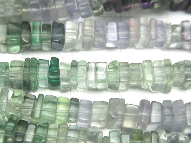 [Video] Multicolor Fluorite AAA- Square Roundel (Disc) 1strand beads (aprx.15inch/38cm)