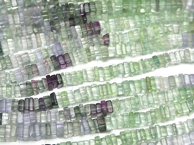 [Video] Multicolor Fluorite AAA- Square Roundel (Disc) 1strand beads (aprx.15inch/38cm)