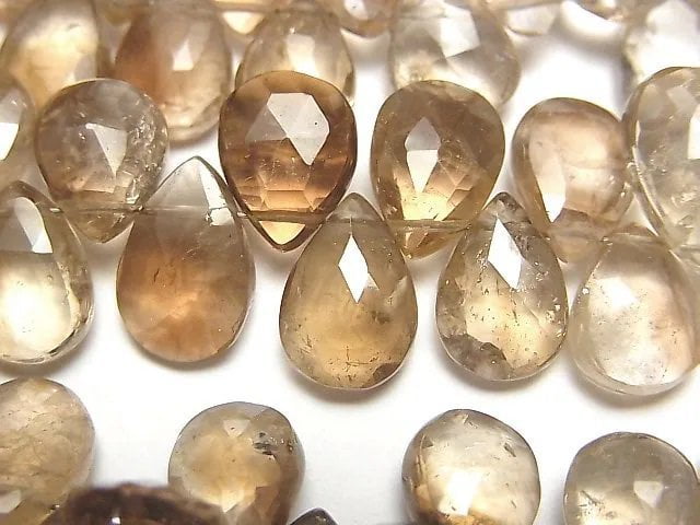 [Video]High Quality Brown Topaz AA++ Pear shape Faceted Briolette half or 1strand beads (aprx.7inch/18cm)