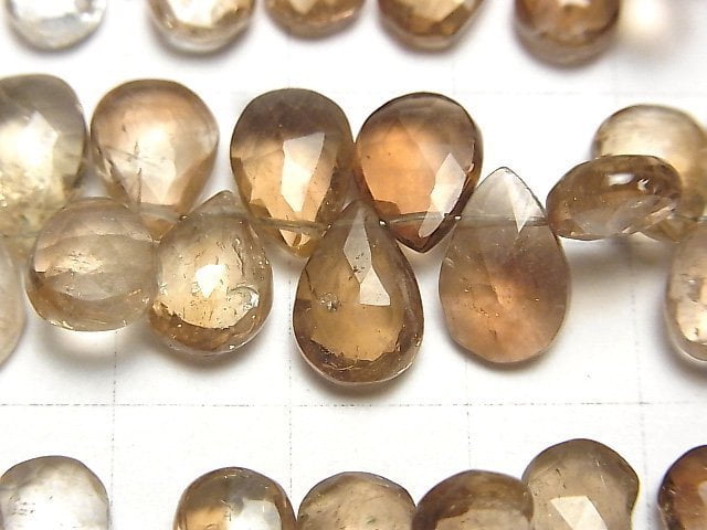 [Video]High Quality Brown Topaz AA++ Pear shape Faceted Briolette half or 1strand beads (aprx.7inch/18cm)