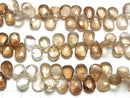 [Video]High Quality Brown Topaz AA++ Pear shape Faceted Briolette half or 1strand beads (aprx.7inch/18cm)