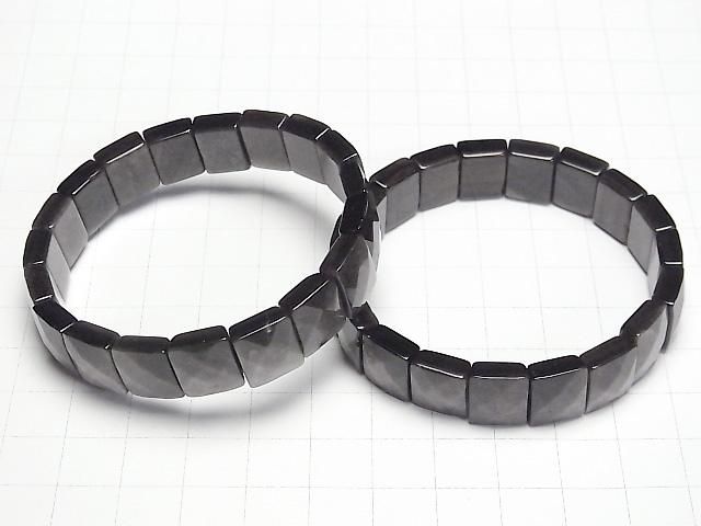 銀曜石 AAA- 雙孔刻面長方體 12x10x5毫米 1串珠子 (手鐲)