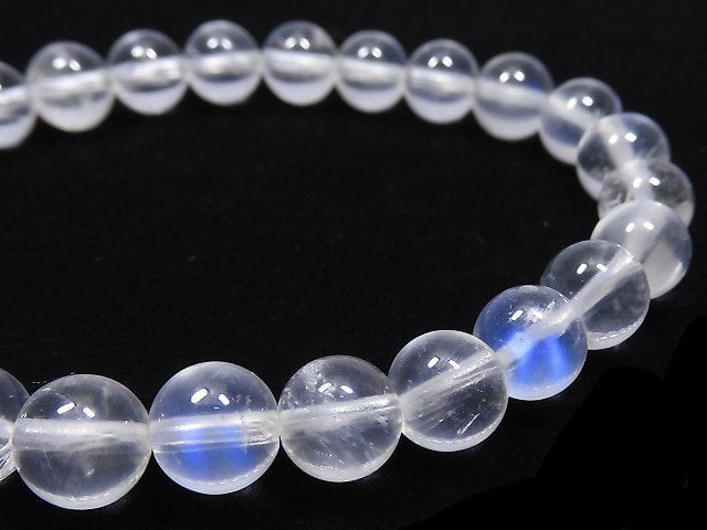 [Video][One of a kind] High Quality Royal Blue Moonstone AAA- Round 7mm Bracelet NO.22