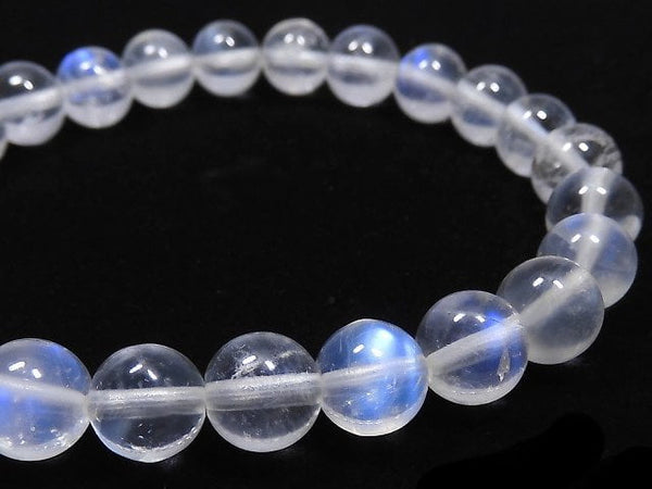 [Video][One of a kind] High Quality Royal Blue Moonstone AAA- Round 7.5mm Bracelet NO.24