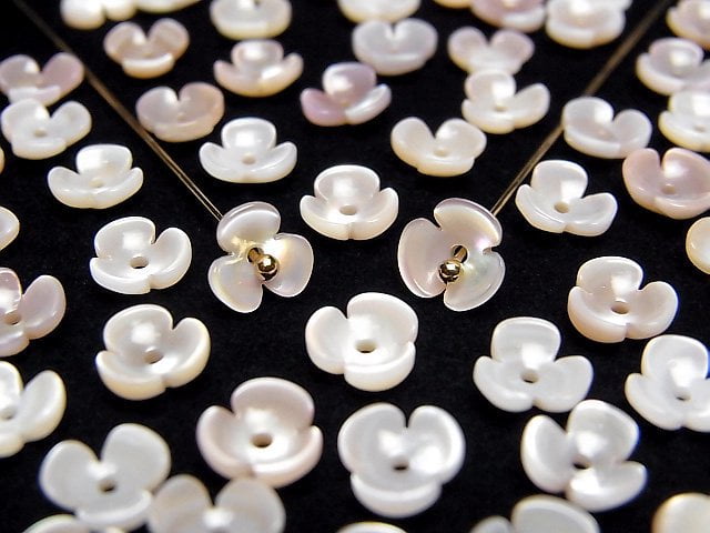 [Video] High Quality Pink Shell AAA 3D Flower 6mm Center Hole 4pcs