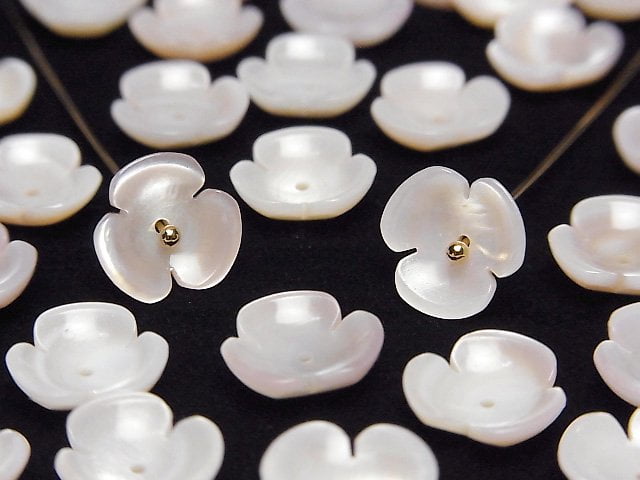 [Video] High Quality Pink Shell AAA 3D Flower 10mm Center Hole 2pcs