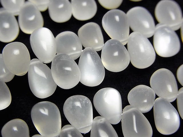 [Video]High Quality White Moonstone AA++ Drop (Smooth) 1strand beads (aprx.7inch/18cm)