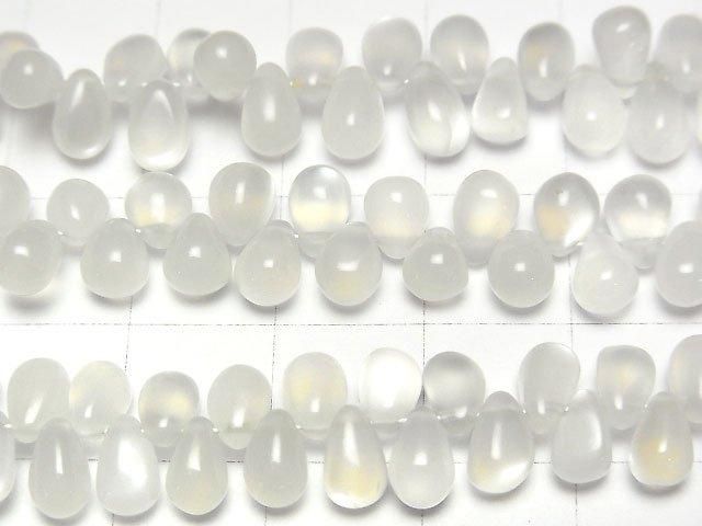 [Video] High Quality White Moonstone AA++ Drop (Smooth) 1-strand beads (approx. 6 inches/16 cm)