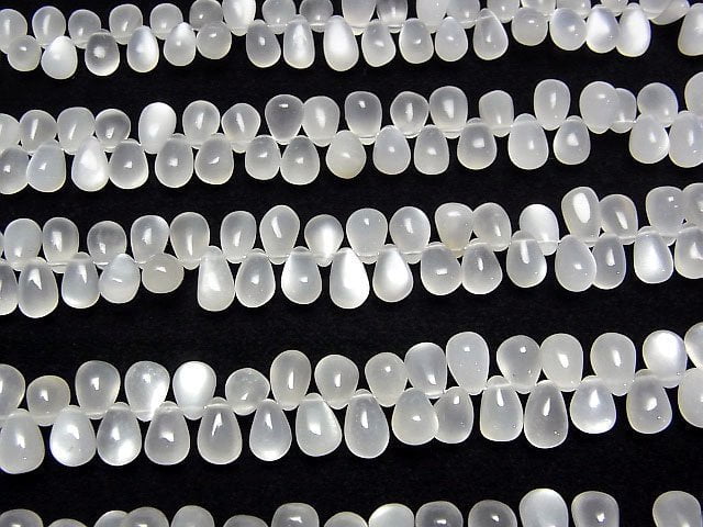 [Video]High Quality White Moonstone AA++ Drop (Smooth) 1strand beads (aprx.7inch/18cm)