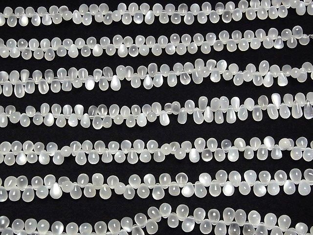 [Video] High Quality White Moonstone AA++ Drop (Smooth) 1-strand beads (approx. 6 inches/16 cm)