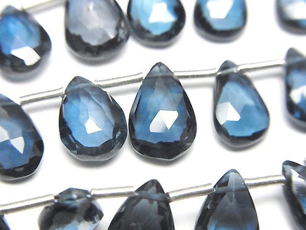 [Video]High Quality London Blue Topaz AAA Pear shape Faceted Briolette half or 1strand beads (aprx.4inch/10cm)