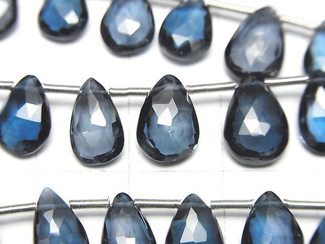 [Video]High Quality London Blue Topaz AAA Pear shape Faceted Briolette half or 1strand beads (aprx.4inch/10cm)