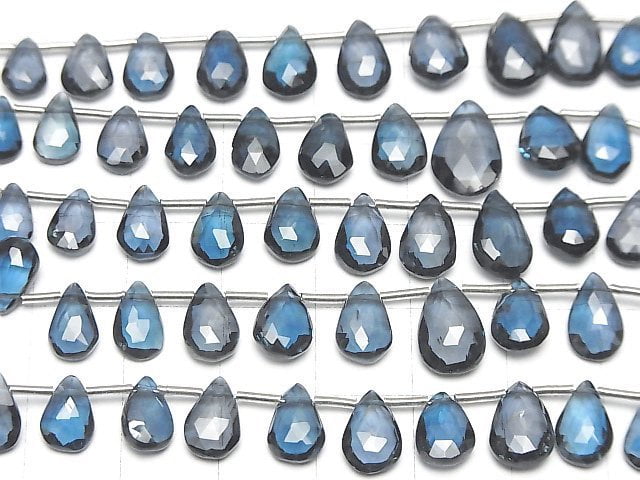 [Video]High Quality London Blue Topaz AAA Pear shape Faceted Briolette half or 1strand beads (aprx.4inch/10cm)