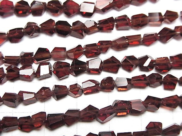 [Video]High Quality Mozambique Garnet AAA- Faceted Nugget half or 1strand beads (aprx.7inch/18cm)