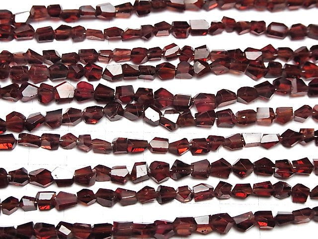 [Video]High Quality Mozambique Garnet AAA- Faceted Nugget half or 1strand beads (aprx.7inch/18cm)