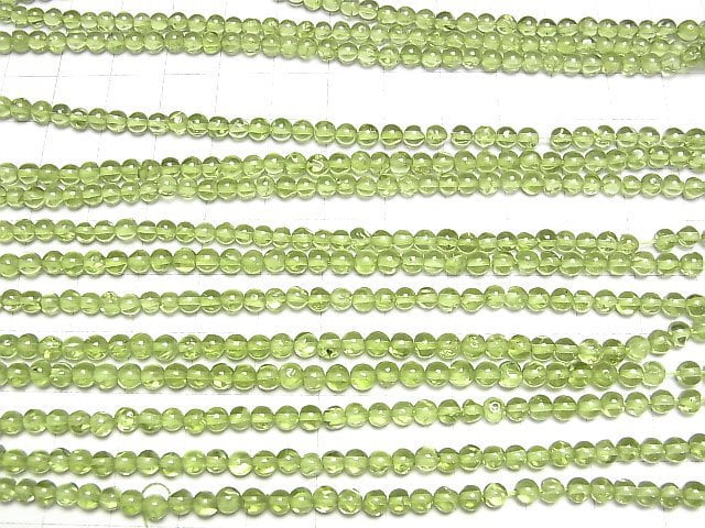 [Video]High Quality Peridot AAA- Semi Round 4mm 1strand beads (aprx.14inch/34cm)