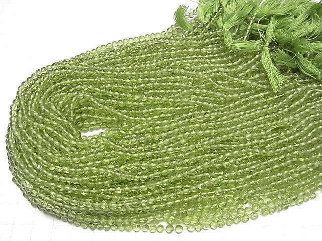 [Video]High Quality Peridot AAA- Semi Round 4mm 1strand beads (aprx.14inch/34cm)