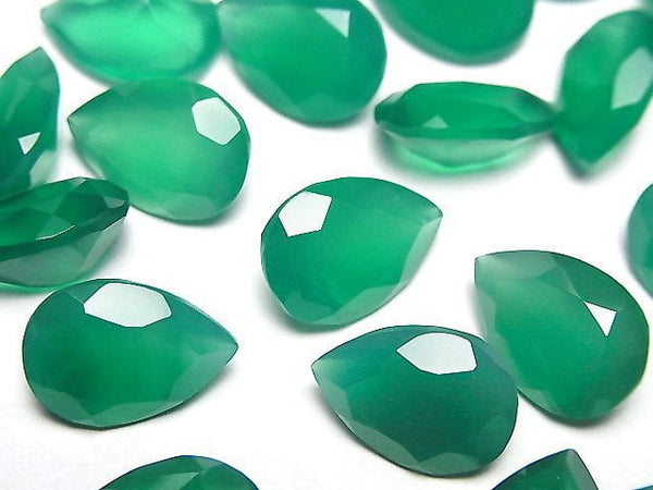 [Video]High Quality Green Onyx AAA Loose stone Pear shape Faceted 14x10mm 2pcs