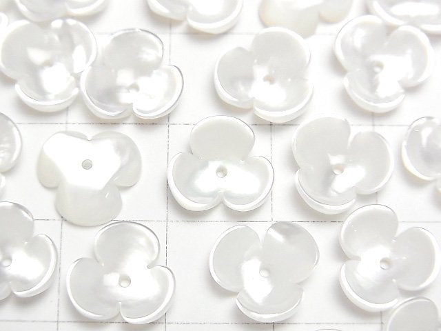 [Video] High Quality White Shell (Silver-lip Oyster) AAA 3D Flower 10mm Center Hole 4pcs