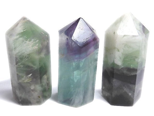 [Video][One of a kind] Angel Feather Fluorite Hexagonal Pillar 3pcs Set NO.7