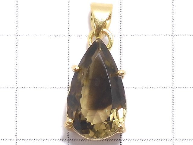 [Video][One of a kind] Lemon x Smoky Quartz AAA- Pendant 18KGP NO.14