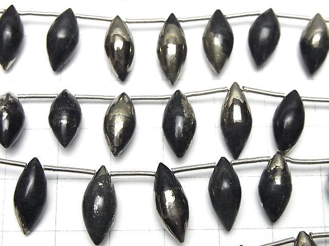 [Video] Matrix Pyrite Marquise Rice (Smooth) 1 strand (15pcs)