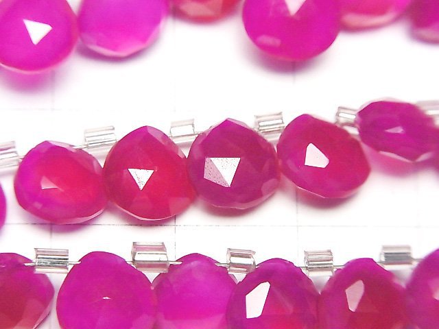 [Video]High Quality Fuchsia Pink Chalcedony AAA Chestnut Faceted Briolette 8x8mm half or 1strand (28pcs)