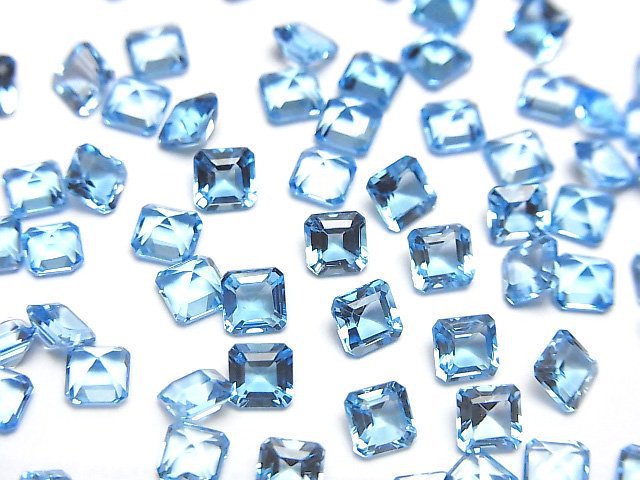 [Video]High Quality Swiss Blue Topaz AAA Loose stone Square Faceted 4x4mm 5pcs