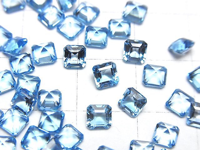 [Video]High Quality Swiss Blue Topaz AAA Loose stone Square Faceted 4x4mm 5pcs