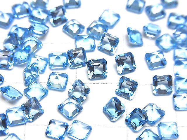 [Video]High Quality Swiss Blue Topaz AAA Loose stone Square Faceted 4x4mm 5pcs