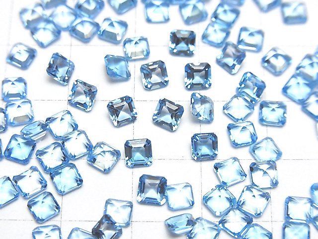 [Video]High Quality Swiss Blue Topaz AAA Loose stone Square Faceted 4x4mm 5pcs