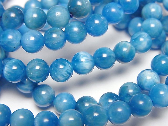 [Video] Madagascar Blue Apatite Cat's Eye AA++ Round 6mm Bracelet