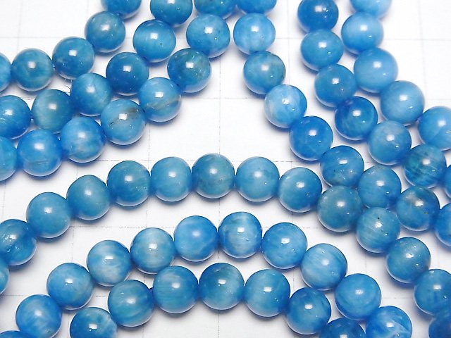 [Video] Madagascar Blue Apatite Cat's Eye AA++ Round 6mm Bracelet