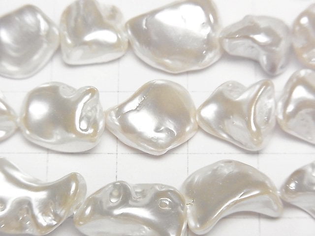 [Video]Shell Pearl White Baroque 10-16mm 1strand beads (aprx.15inch/38cm)