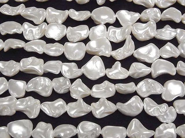 [Video]Shell Pearl White Baroque 10-16mm 1strand beads (aprx.15inch/38cm)