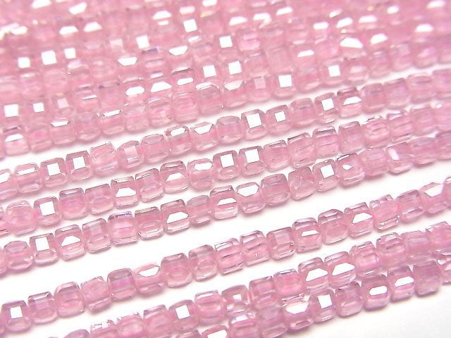 [Video]High Quality! Cubic Zirconia AAA Cube Shape 2x2x2mm [Pink] 1strand beads (aprx.15inch/36cm)