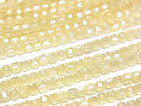 [Video]High Quality! Cubic Zirconia AAA Cube Shape 2x2x2mm [Light Yellow] 1strand beads (aprx.15inch/36cm)