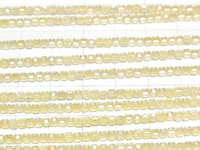 [Video]High Quality! Cubic Zirconia AAA Cube Shape 2x2x2mm [Light Yellow] 1strand beads (aprx.15inch/36cm)